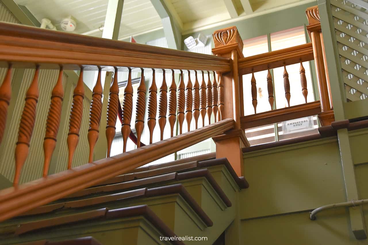Staircase in Winchester Mystery House in San Jose, California, US