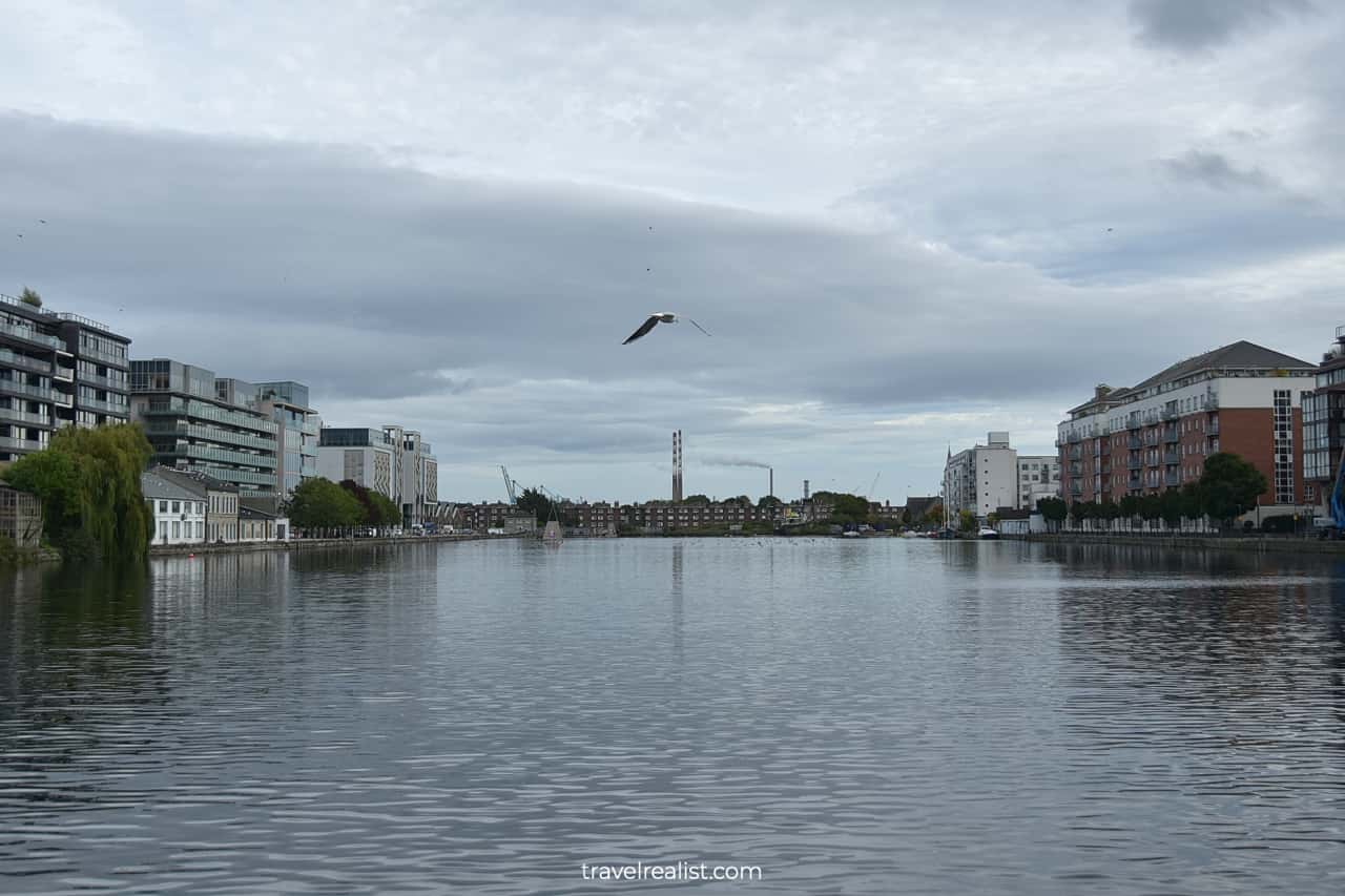 Views of The Poolbeg Stacks from Grand Canal in Dublin, Ireland