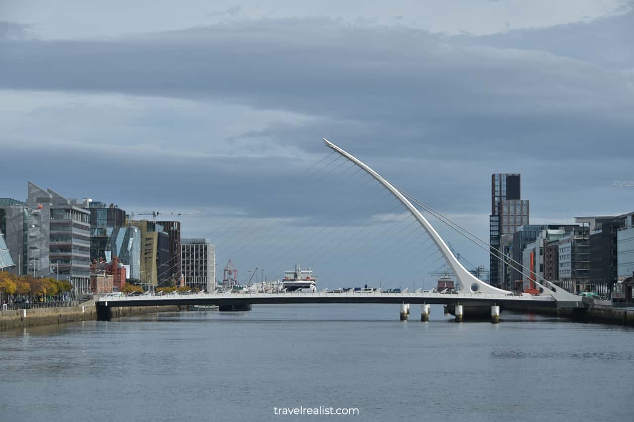 Samuel Beckett Bridge or Harp Looking Bridge in Dublin, Ireland