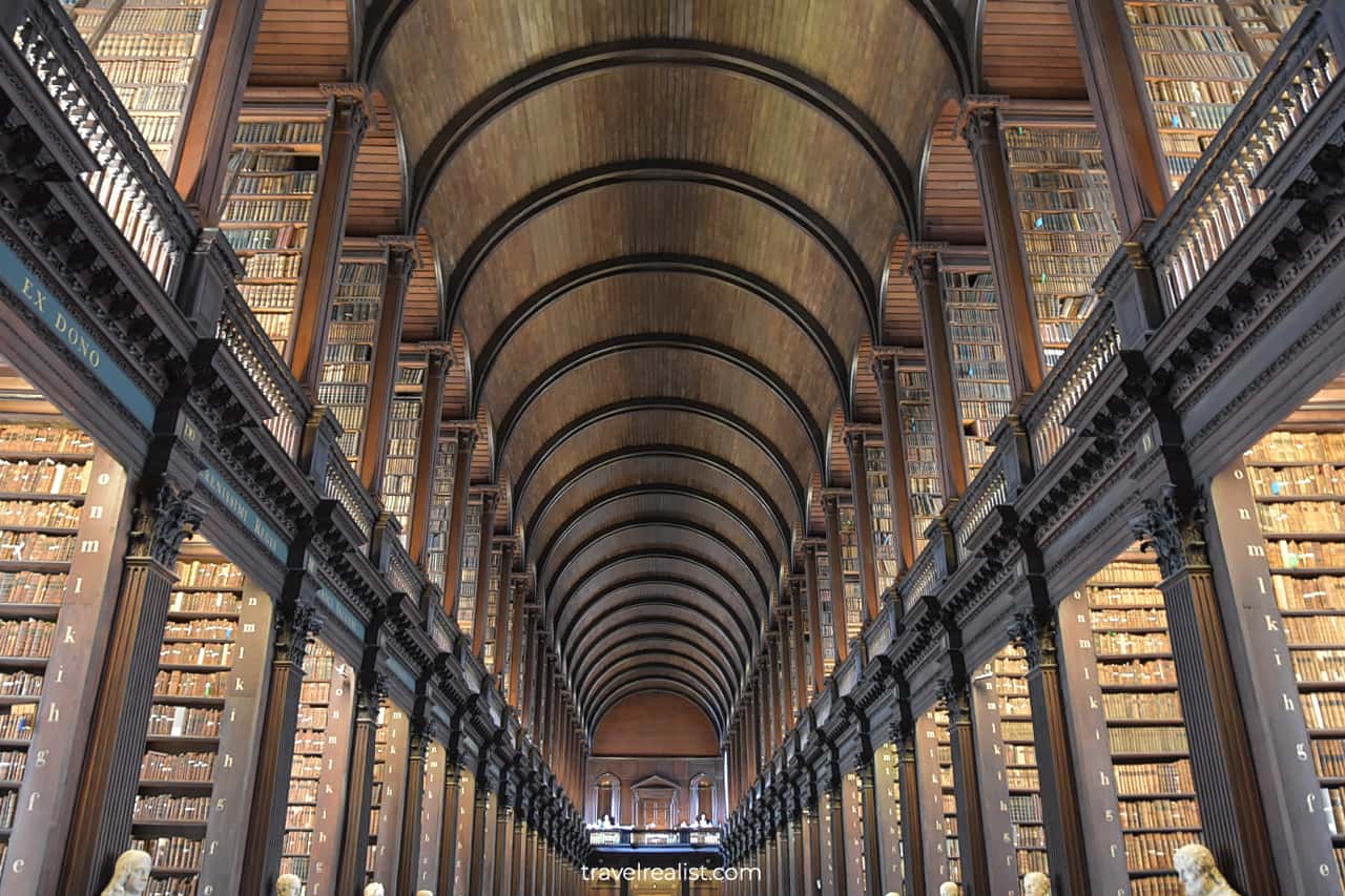 Iconic view of Book of Kells Trinity College Library in Dublin, Ireland