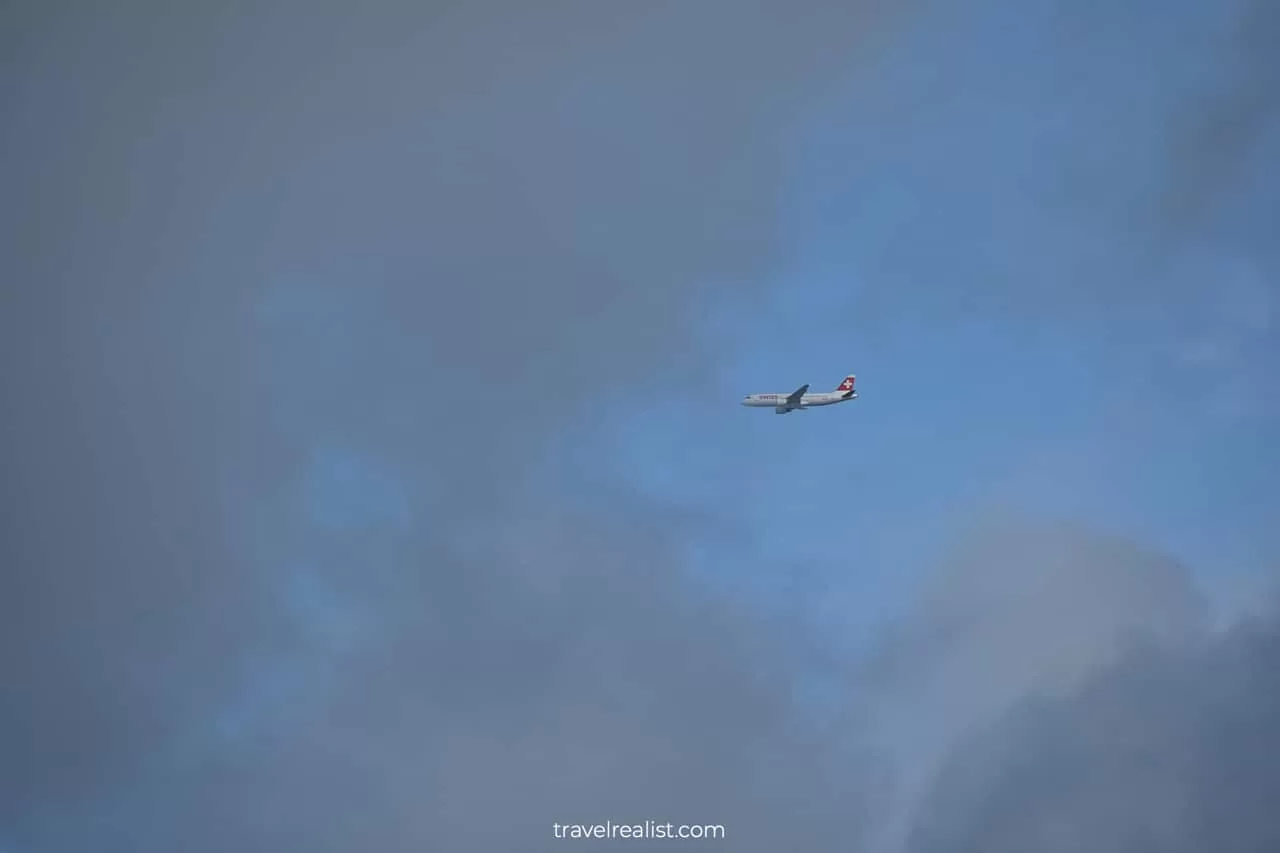 SWISS plane on a final approach to Dublin Airport above Howth, Ireland.