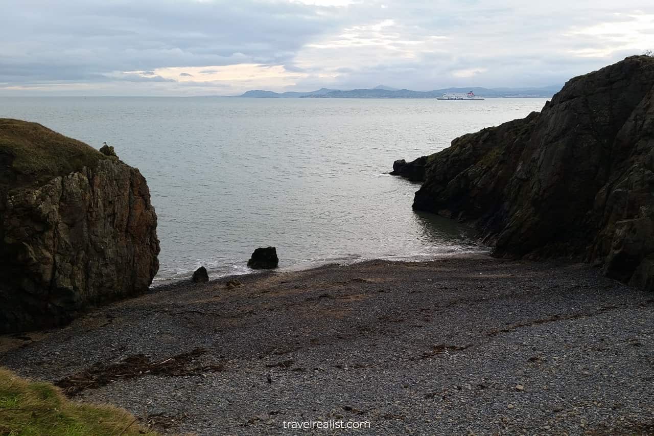 Ferryboat in Dublin Bay viewed from Howth Peninsula in Ireland