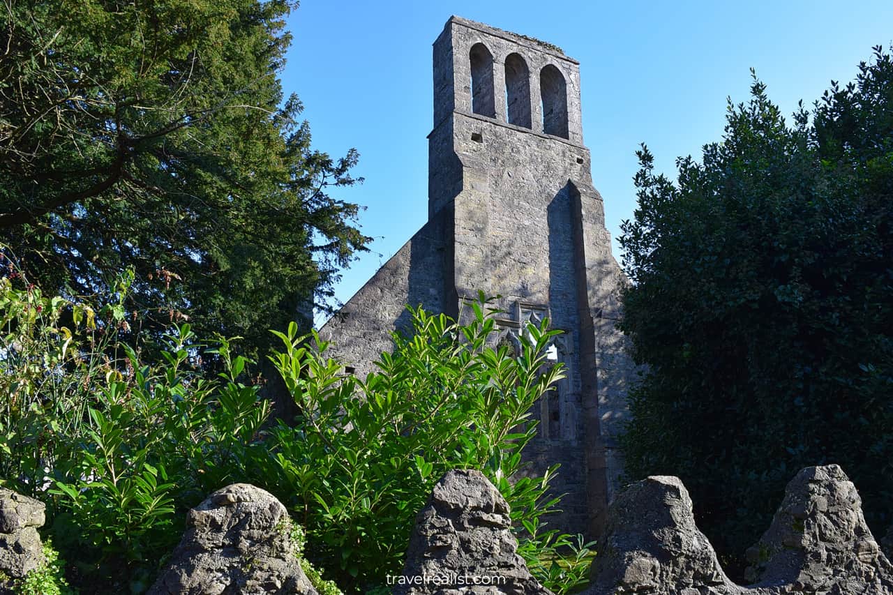 Cathedral remnants in Malahide Castle & Gardens park near Dublin, Ireland