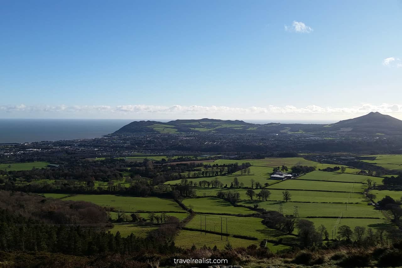 Bray Head and Little Sugar Loaf Mountain as viewed from Carrickgollogan summit near Dublin, Ireland