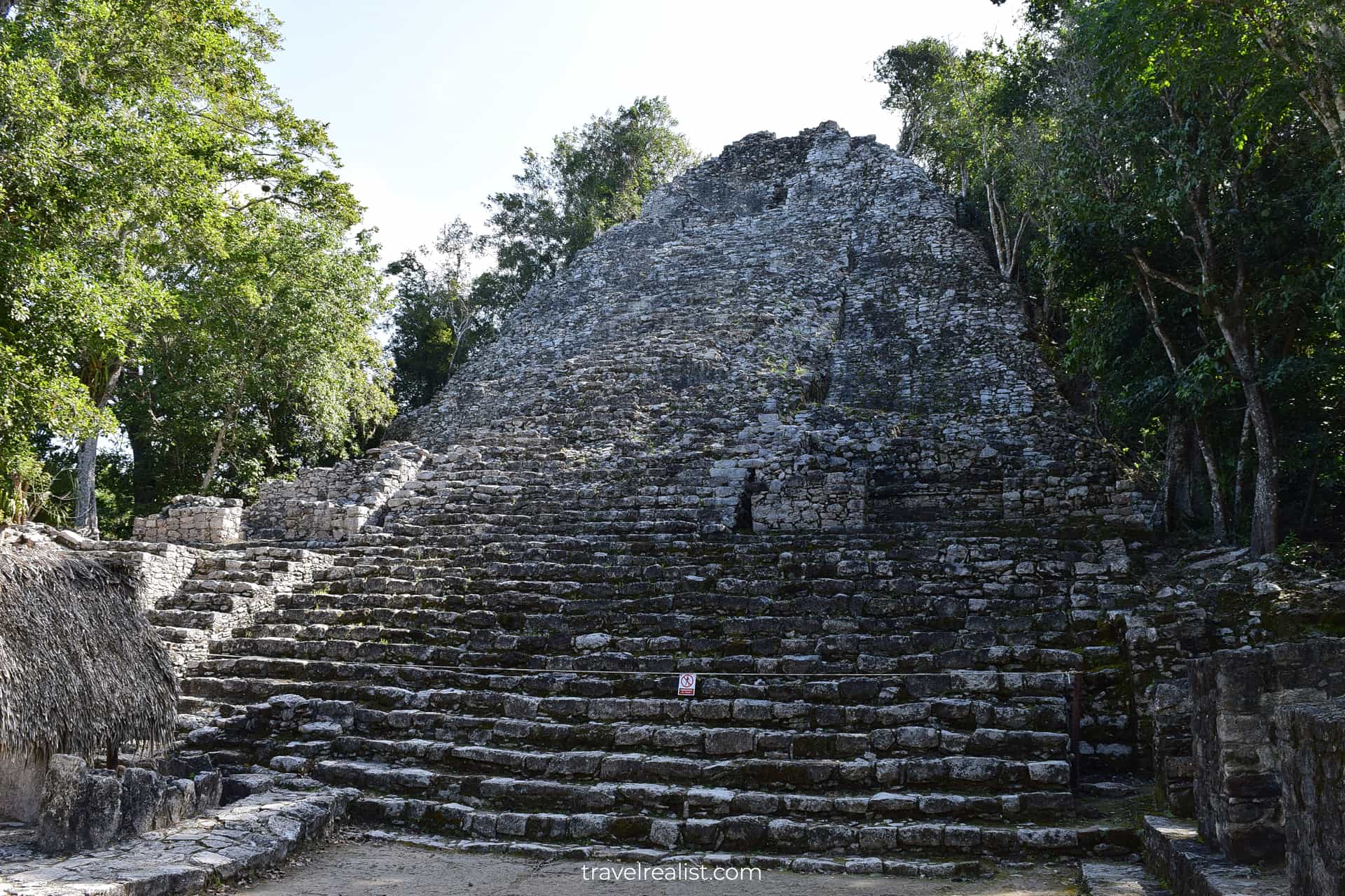 Pyramid next to entrance in Coba, Mexico