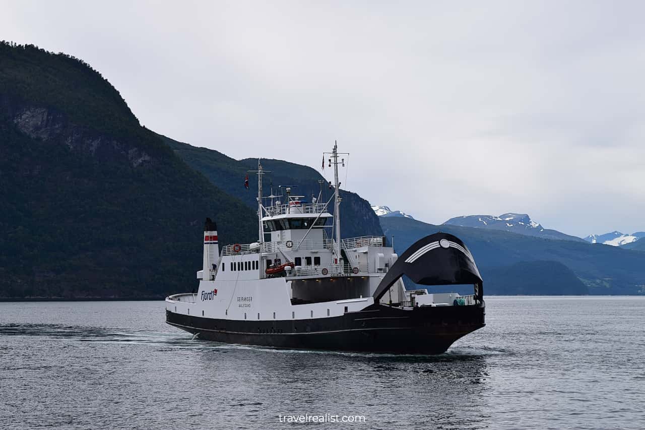 Ferryboat in Valldalen on way from Trollstigen to Geiranger in Norway