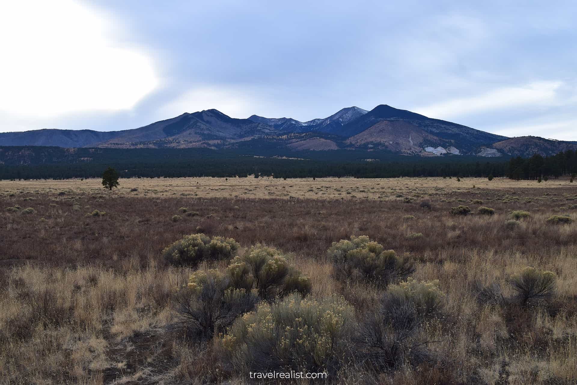 Humphreys Peak as viewed from Sunset Crater Volcano National Monument in Arizona, US