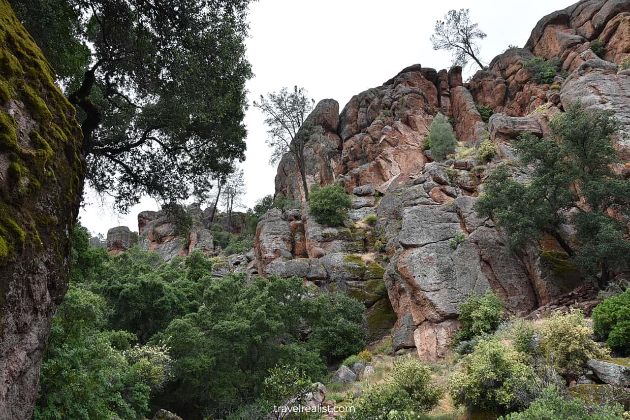 Bear Gulch Day Use Area from East Entrance in Pinnacles National Park, California, US