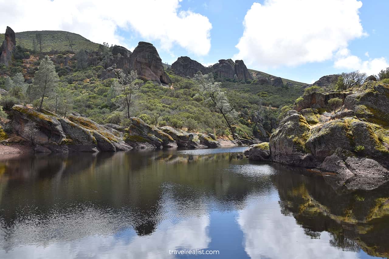 Bear Gulch Reservoir in Pinnacles National Park, California, US