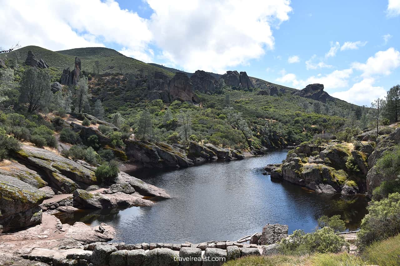 Bear Gulch Reservoir in Pinnacles National Park, California, US