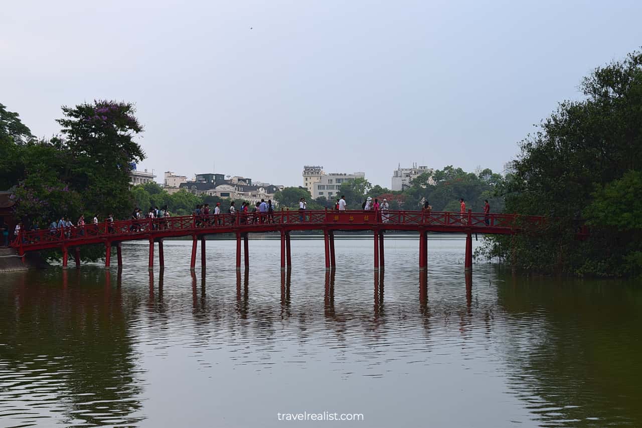Welcoming Morning Sunlight Bridge in Hanoi Vietnam