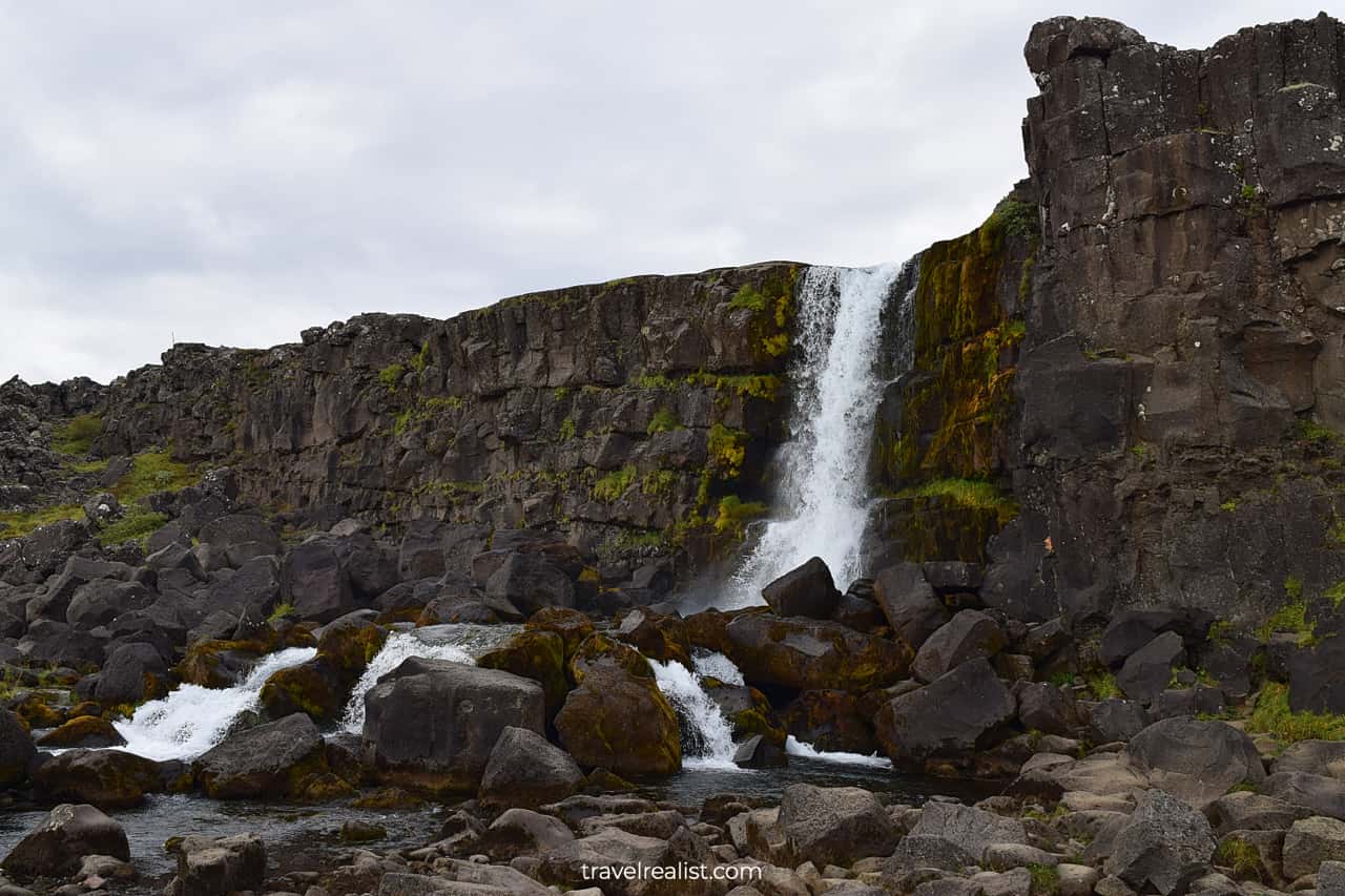 Oxararfoss in Thingvellir on Golden Circle, the easiest to reach Iceland waterfall