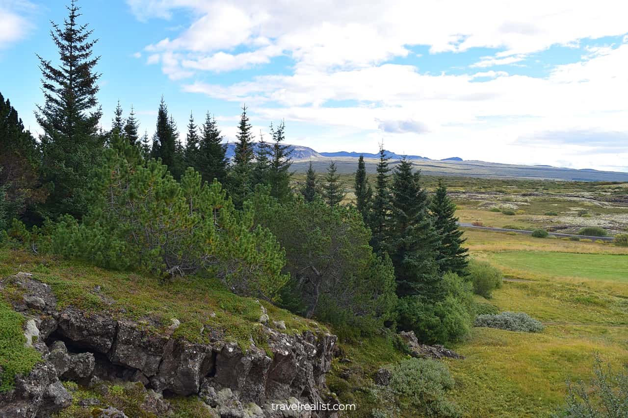 Landscapes in Thingvellir on Golden Circle map in Iceland