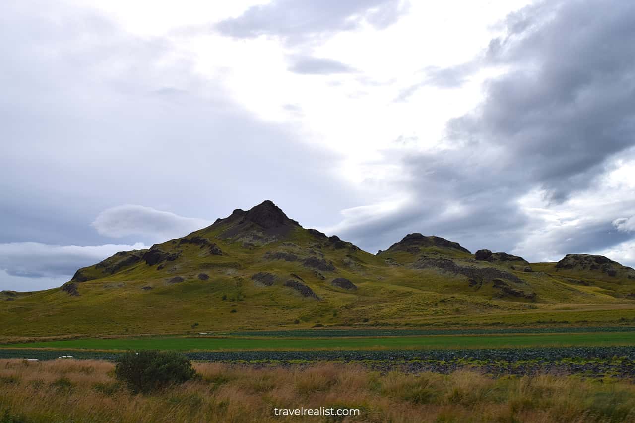 Mountains on Golden Circle map in Iceland