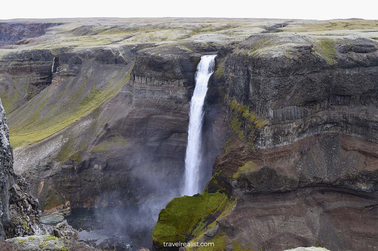 Haifoss waterfall on Golden Circle map in Iceland