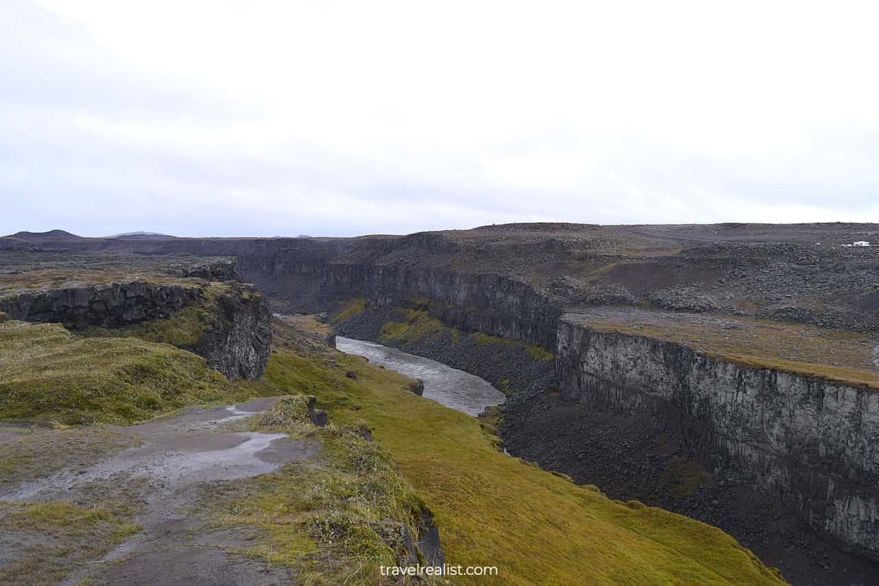 Jökulsá á Fjöllum river downstream from Dettifoss waterfall in Northern Iceland.