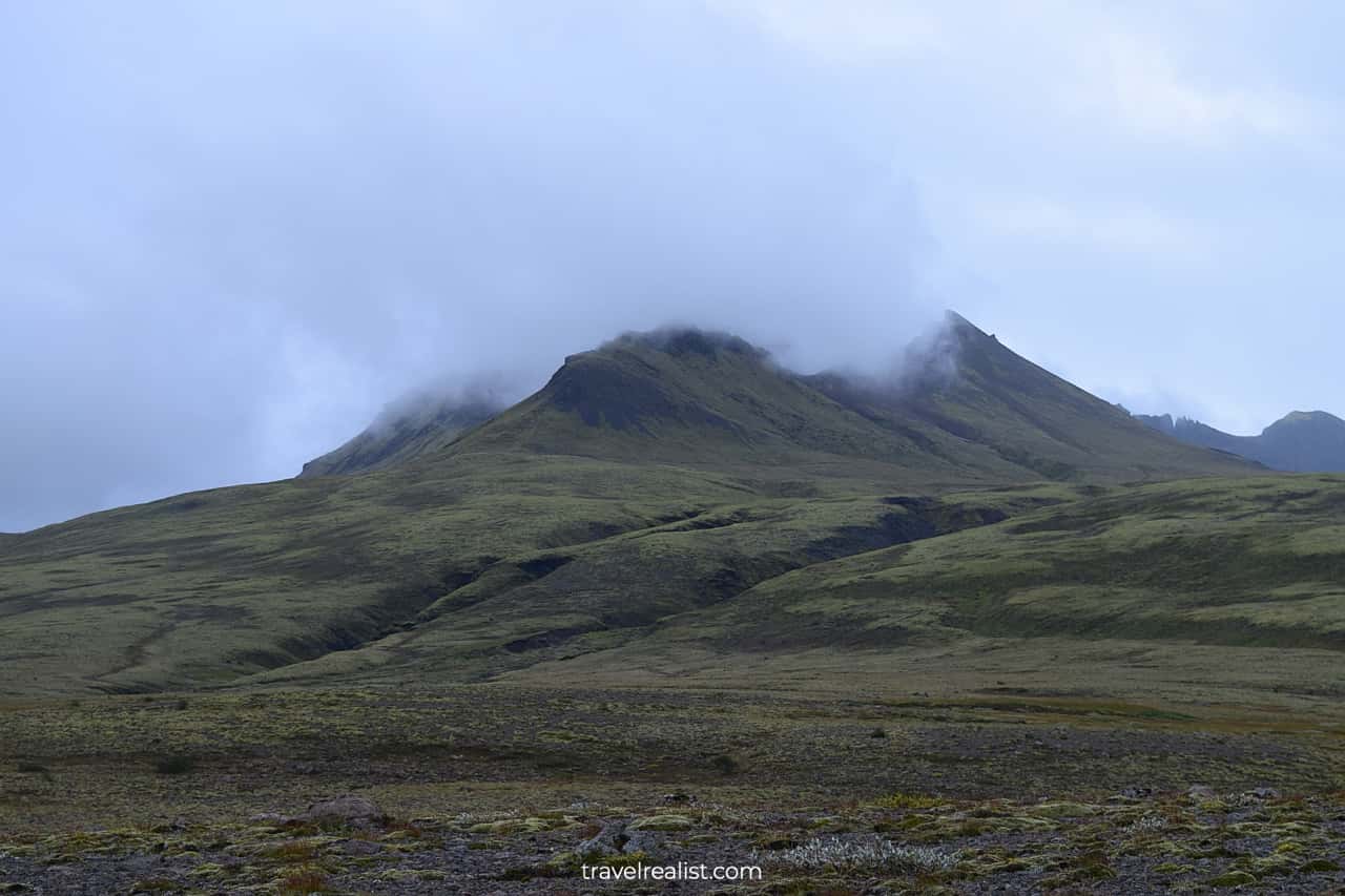 Mountain in clouds in Skaftafell National Park in Iceland