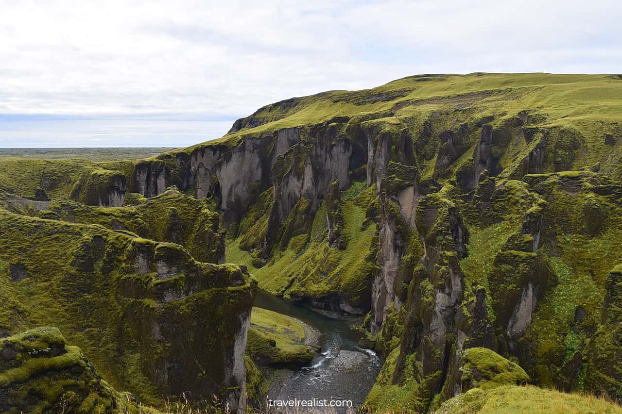 Fjaðrárgljúfur Canyon in South Iceland gets higher, steeper, and narrower