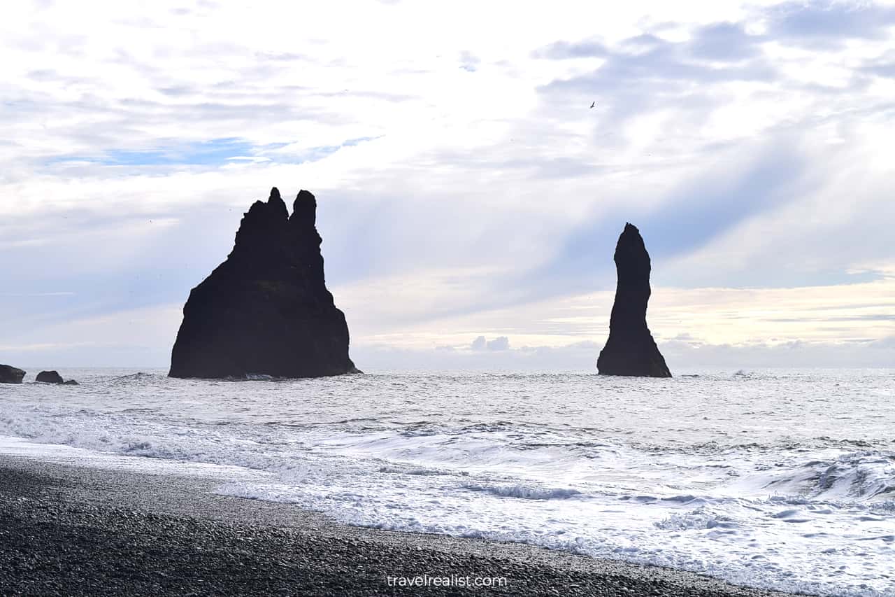 Reynisdrangar cliffs at Reynisfjara Black Sand Beach in South Iceland