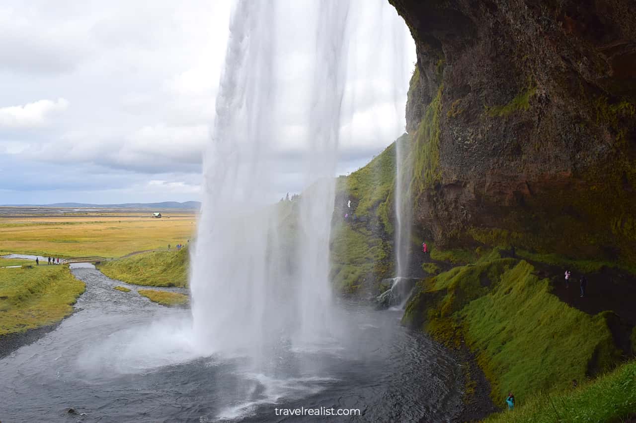Grotto behind Seljalandsfoss waterfall in South Iceland