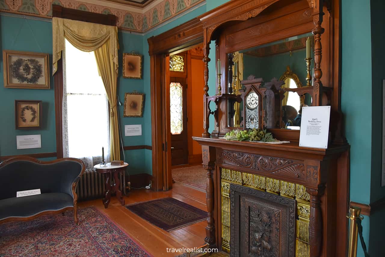 Living room in Meeker Mansion in Puyallup, Washington, US