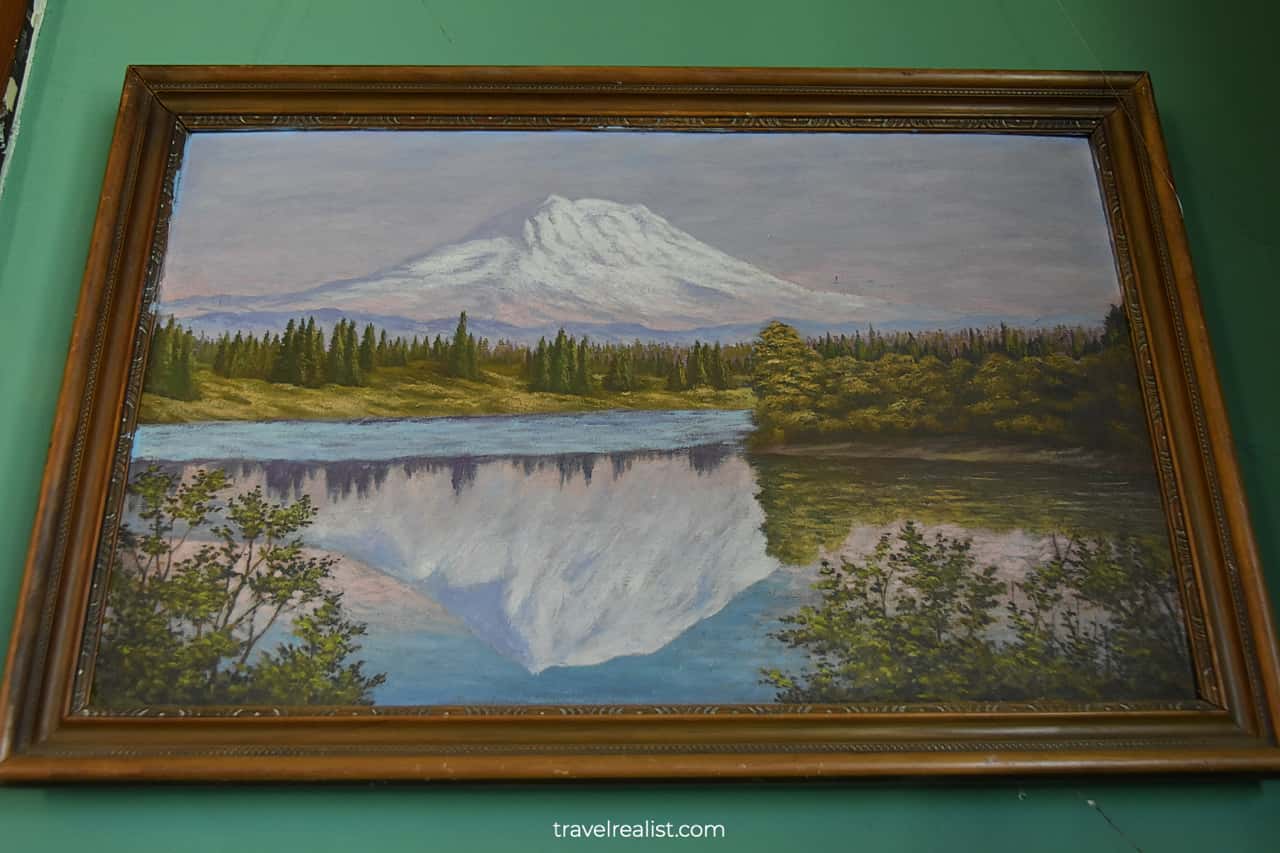 Mount Rainier painting in Meeker Mansion in Puyallup, Washington, US