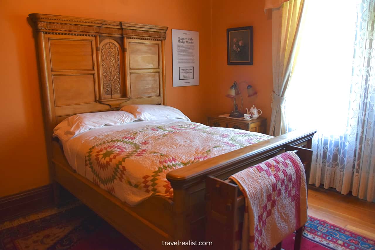 Bedroom in Meeker Mansion in Puyallup, Washington, US
