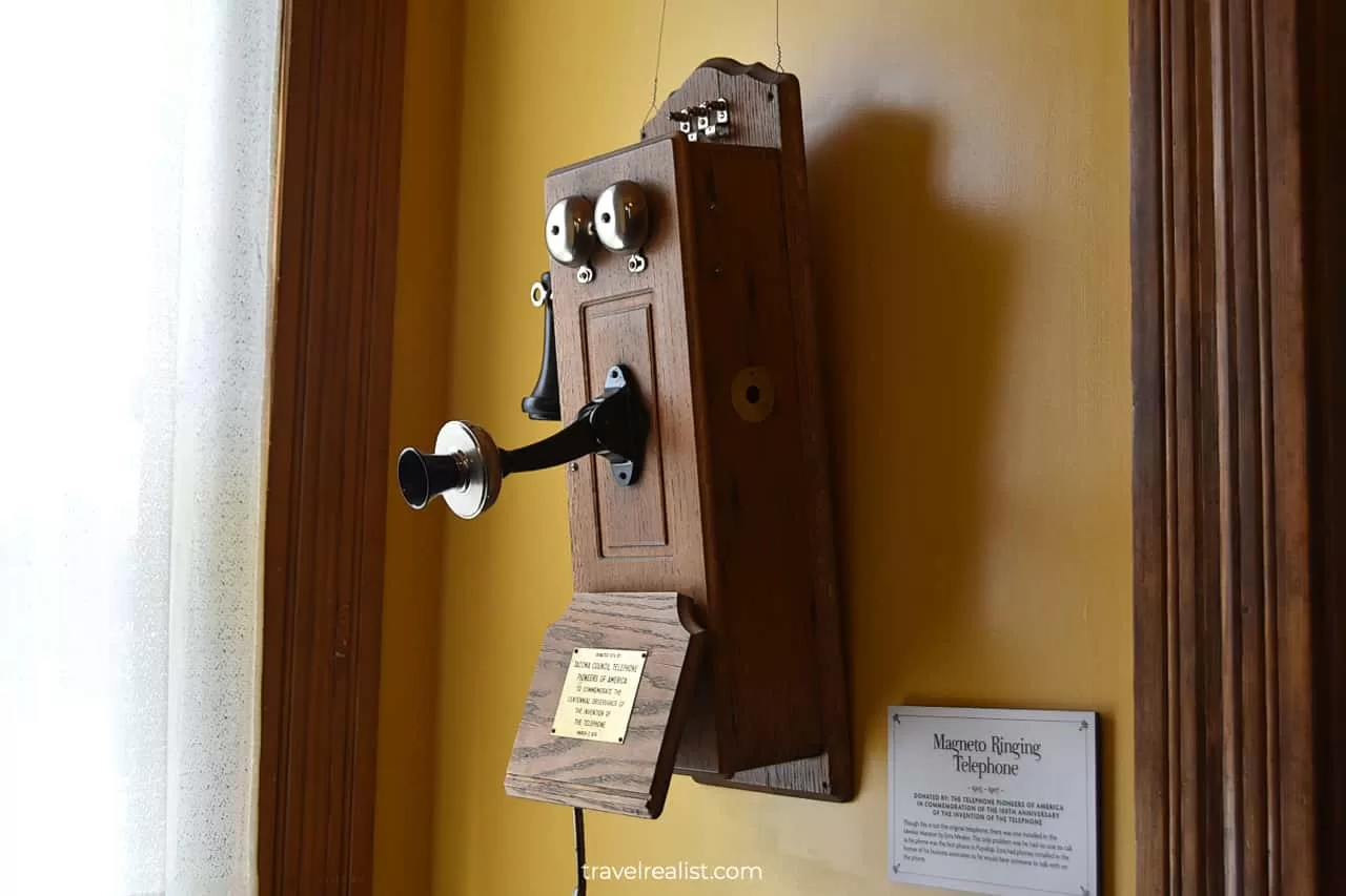 Old telephone in Meeker Mansion in Puyallup, Washington, US