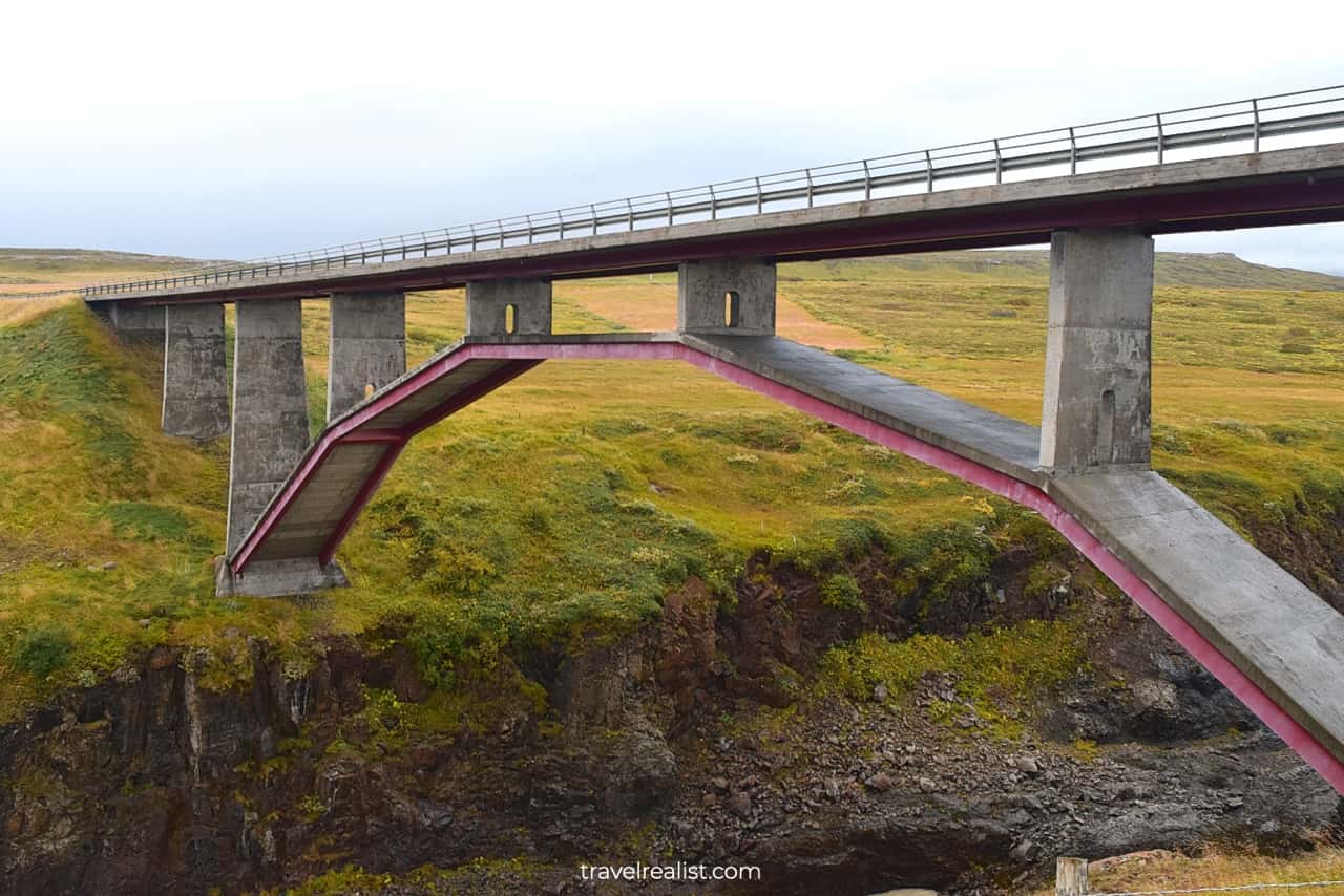 Pjodvegur Arch Bridge over Jokulsa a Bru river in East Iceland
