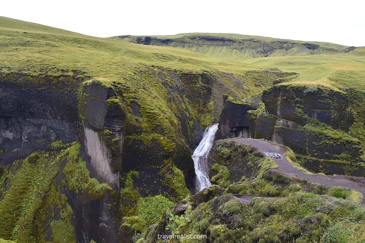 Mogafoss Waterfall in Fjaðrárgljúfur Canyon in South Iceland