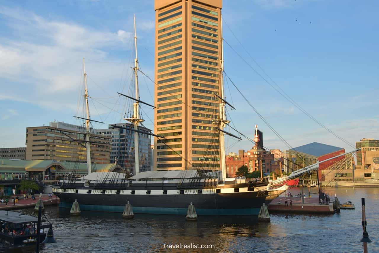 USS Constellation from observation deck in Baltimore, Maryland