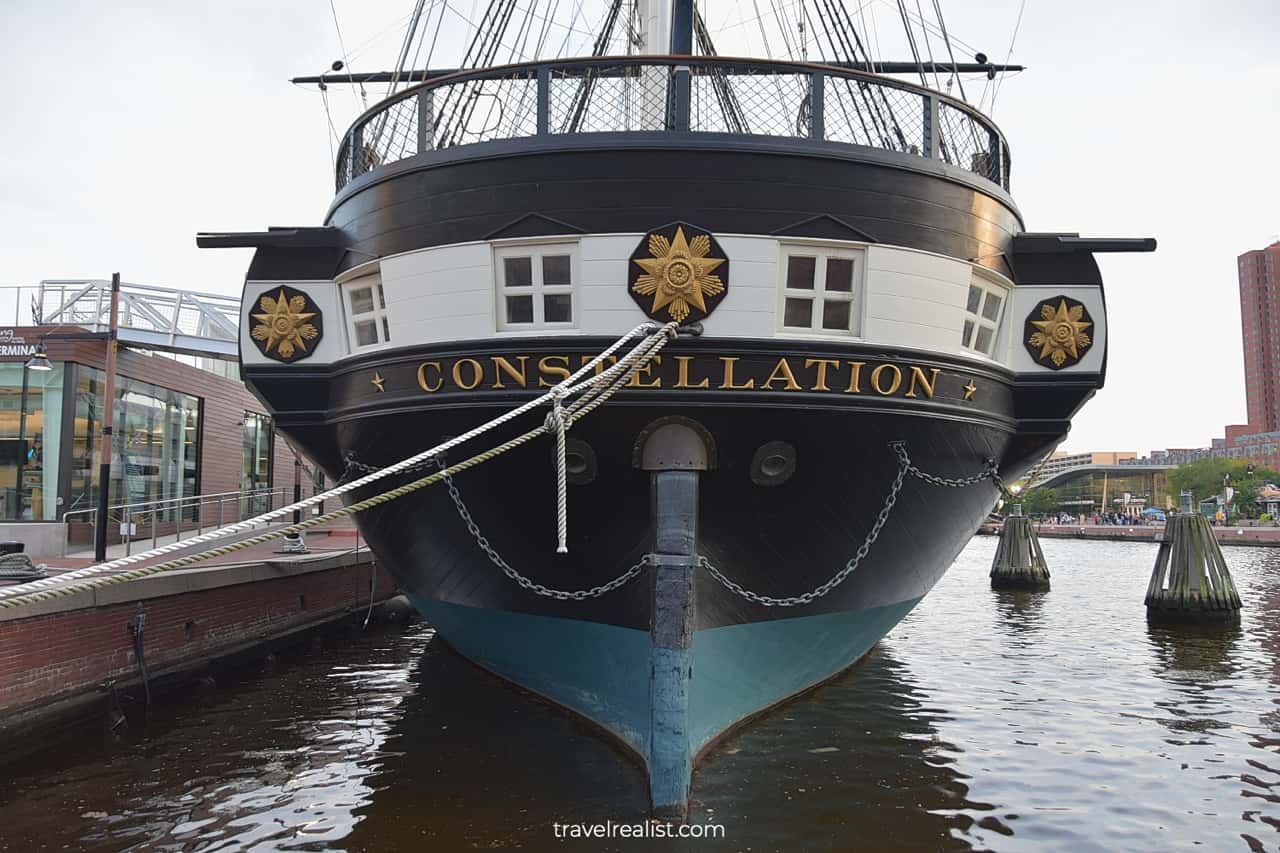 USS Constellation stern in Baltimore Historic Ships in Maryland