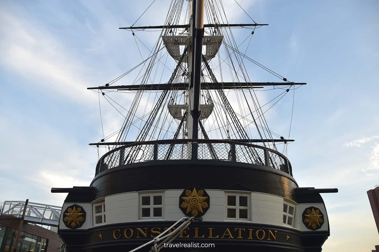 Stern of USS Constellation in Baltimore Historic Ships in Maryland