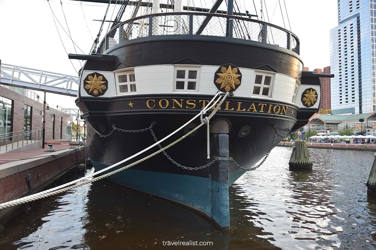 USS Constellation entrance in Baltimore Historic Ships in Maryland