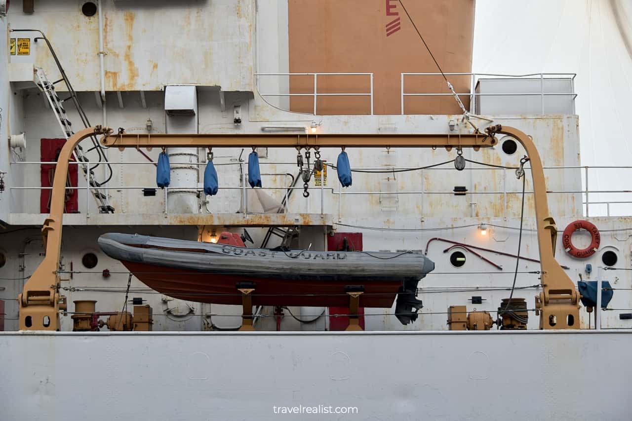 Lifeboat aboard of USCGC Taney in Baltimore Historic Ships in Maryland