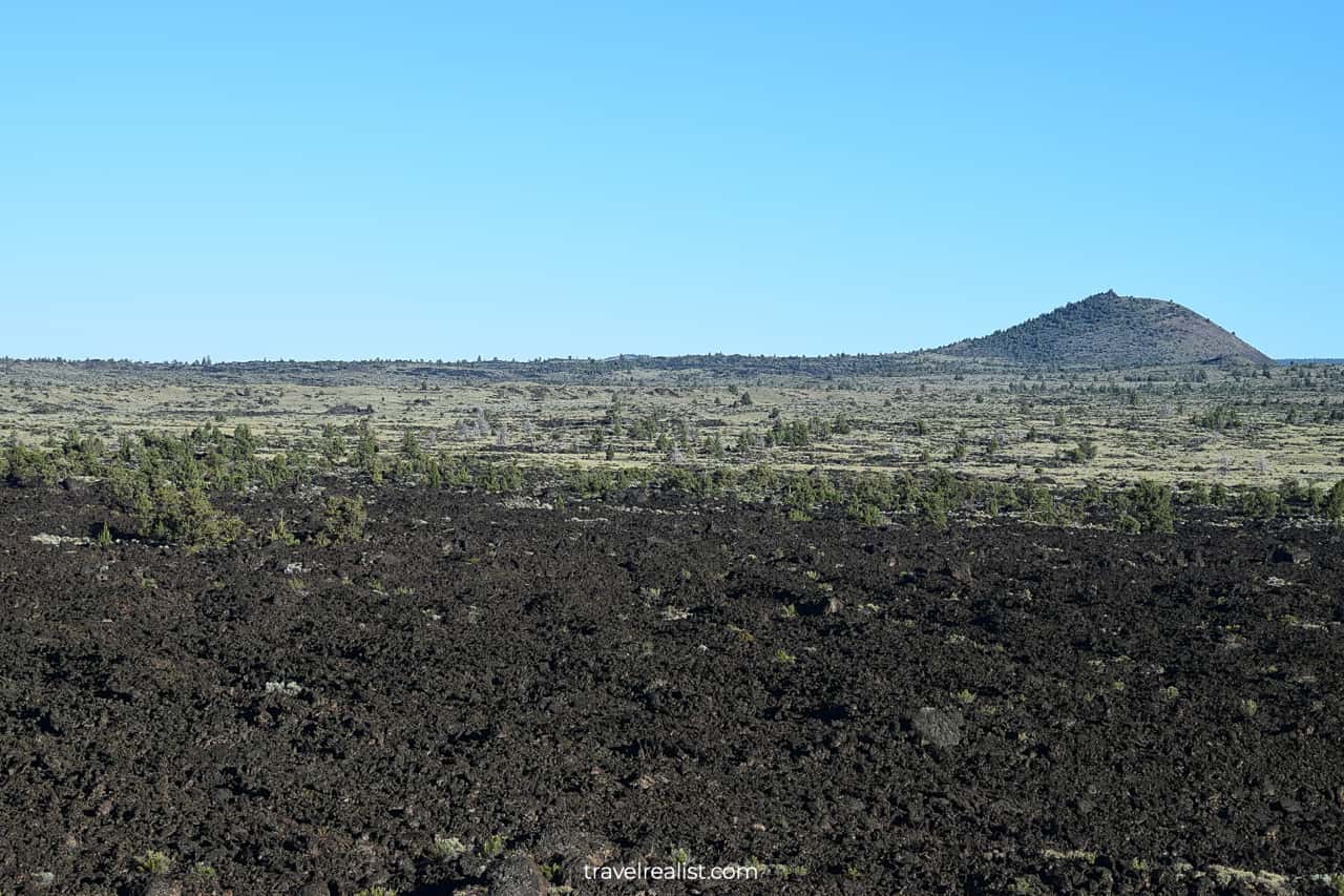 Devils Homestead Flow and Ross Flow with Schonchin Butte in Lava Beds National Monument, California, US