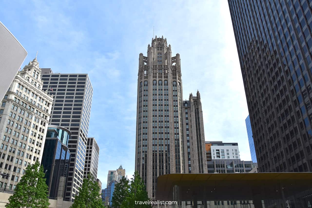 Tribune Tower in Chicago, Illinois, US
