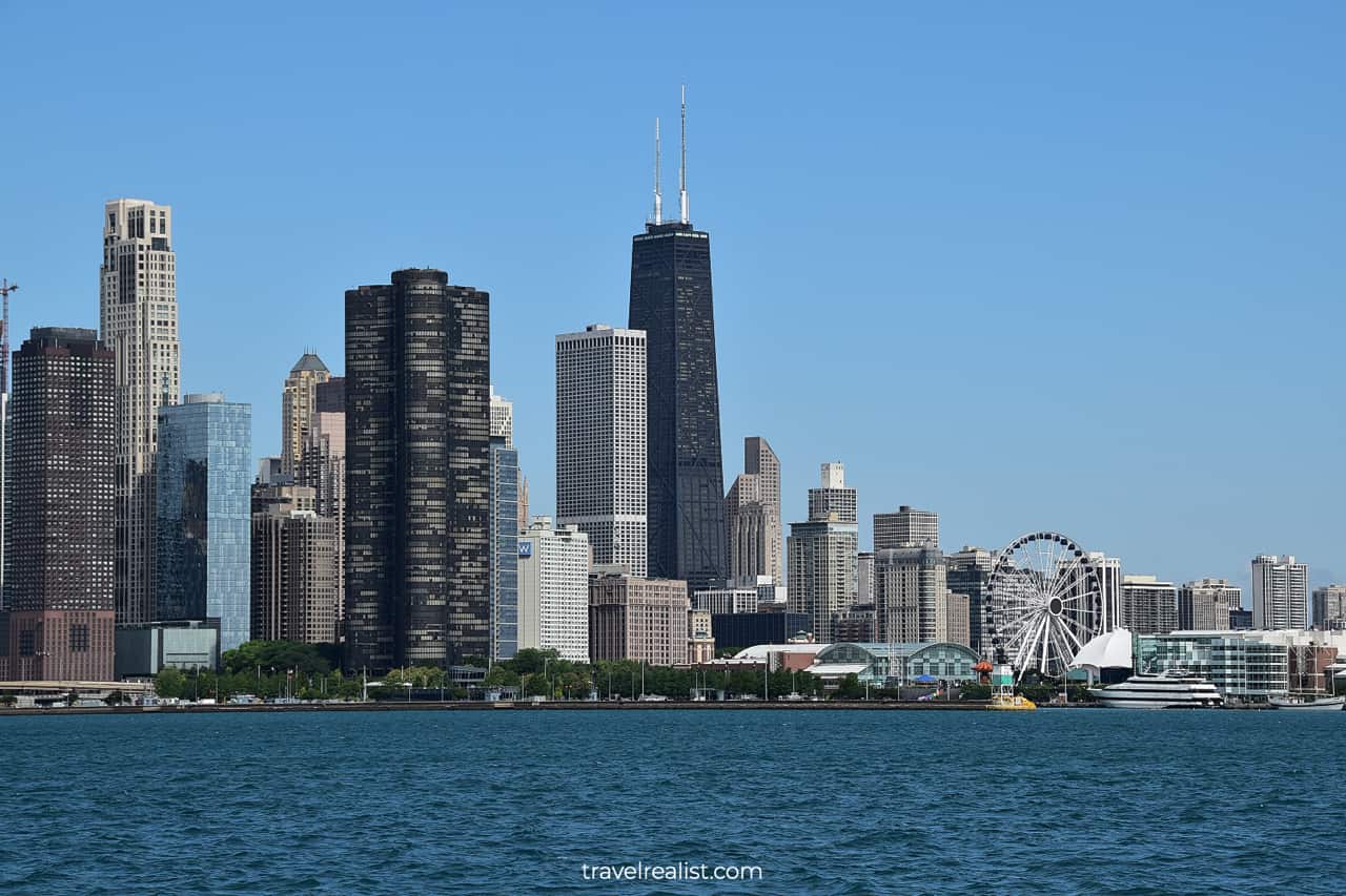 Views of Navy Pier and Chicago Skyline in Chicago, Illinois, US