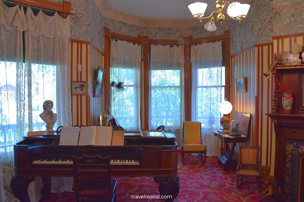 Grand piano in parlor in Ernest Hemingway Birthplace Museum, Oak Park, Illinois, US