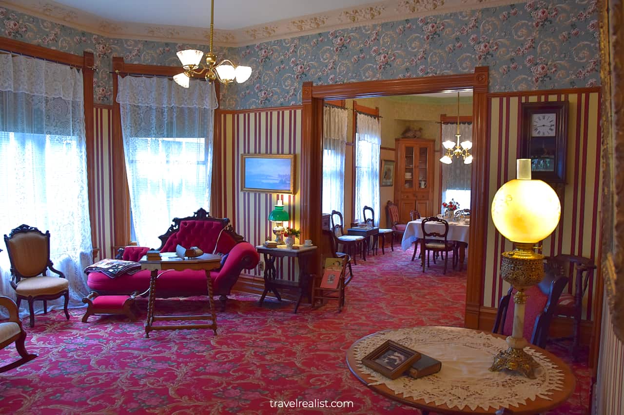 Parlor and dining room in Ernest Hemingway Birthplace Museum, Oak Park, Illinois, US