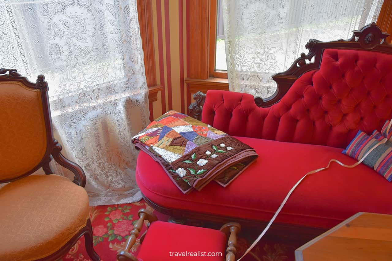 Historic furniture and items in Ernest Hemingway Birthplace Museum, Oak Park, Illinois, US