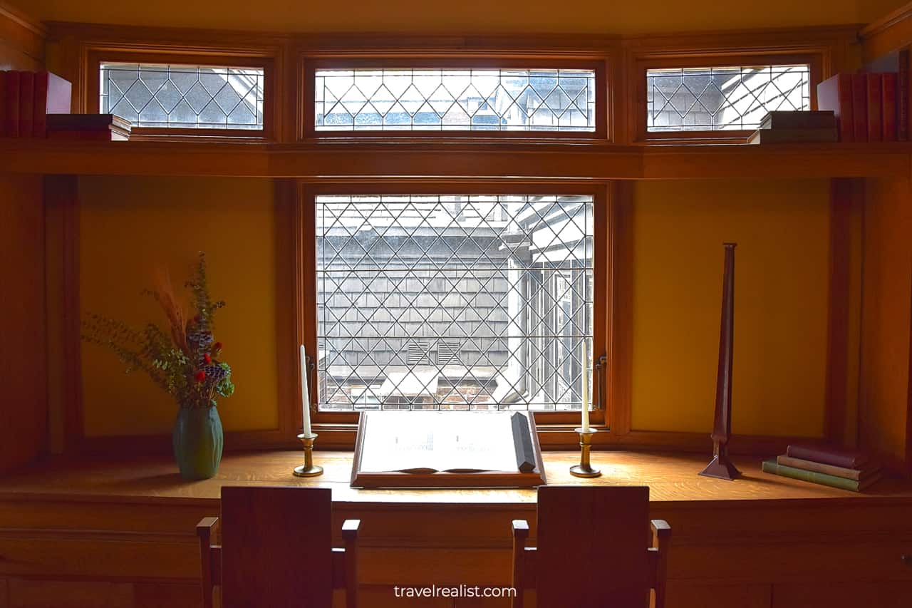 Study in Frank Lloyd Wright Home & Studio in Oak Park, Illinois, US