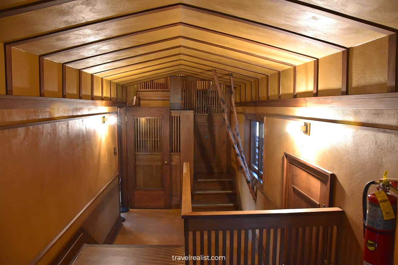 Tree in Hallway in Frank Lloyd Wright Home & Studio in Oak Park, Illinois, US