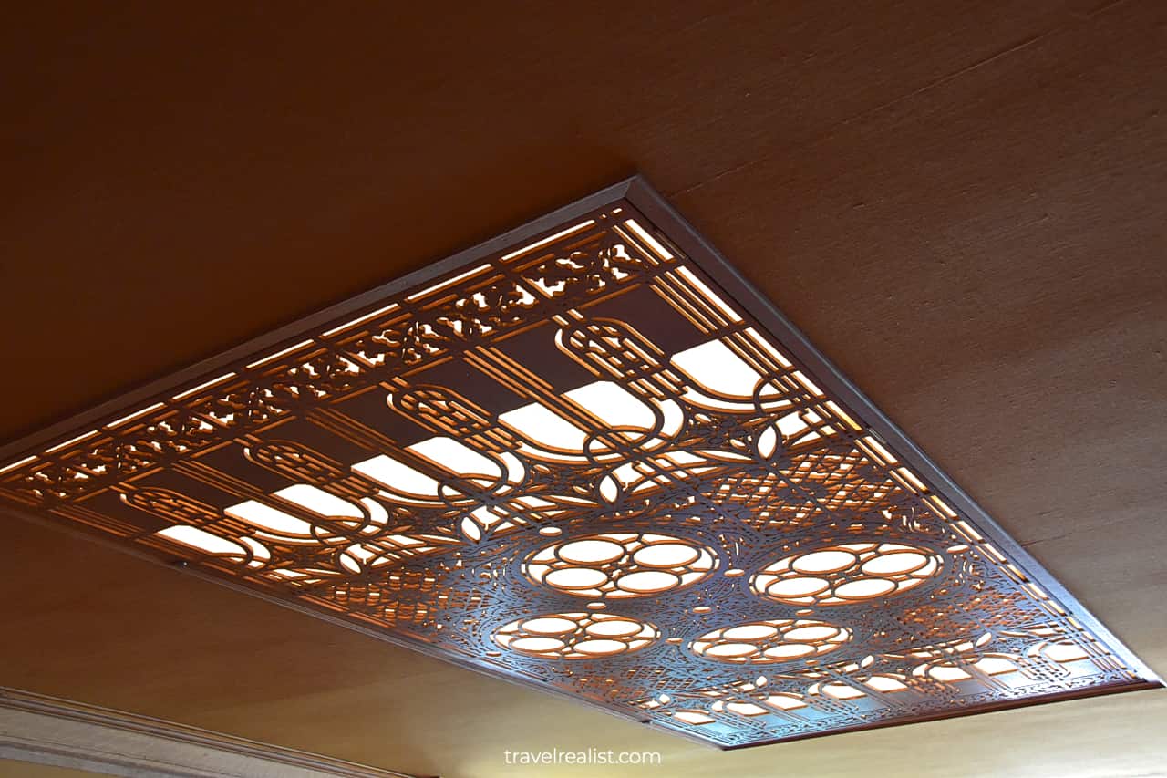 Light fixture in Dining Room in Frank Lloyd Wright Home & Studio in Oak Park, Illinois, US