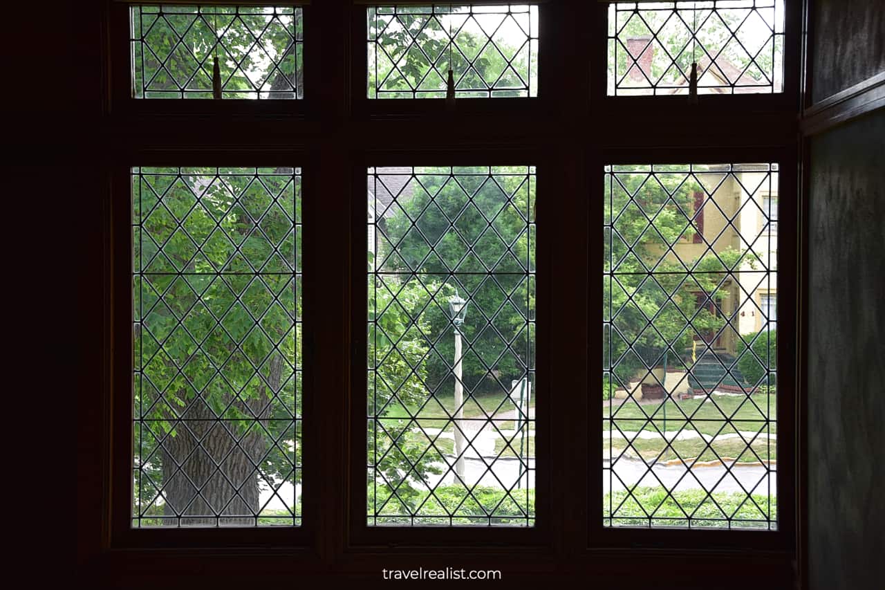 Stained glass windows in Frank Lloyd Wright Home & Studio in Oak Park, Illinois, US