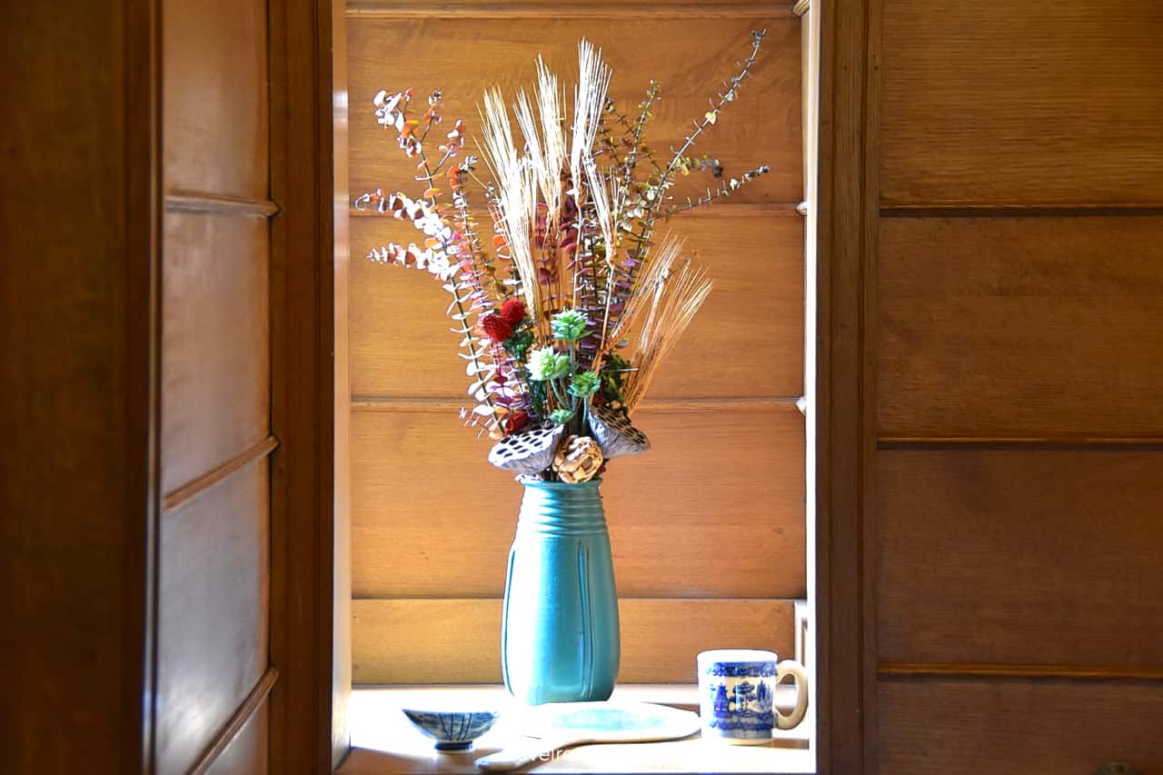 Flower bouquet in Frank Lloyd Wright Home & Studio in Oak Park, Illinois, US