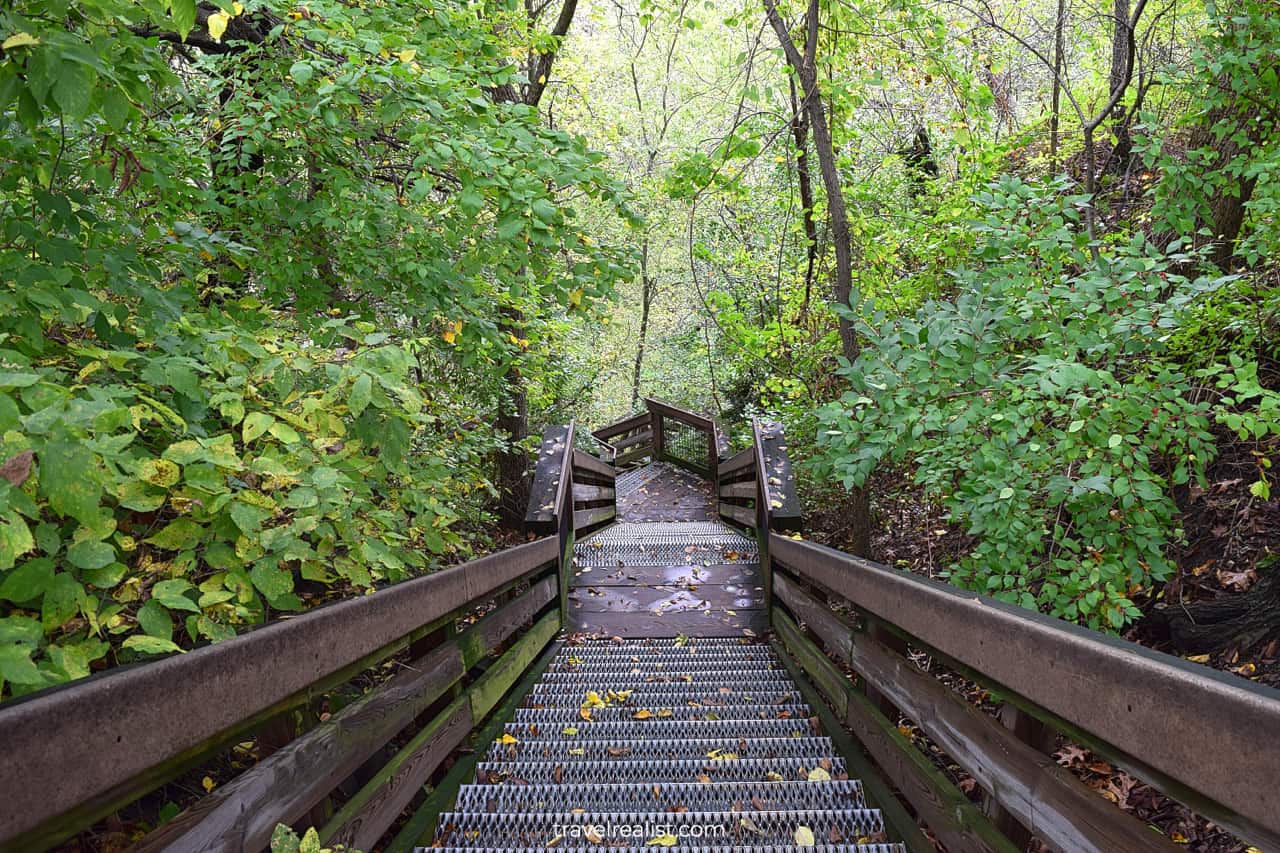 Staircases on River Trail in Starved Rock State Park, Illinois, US