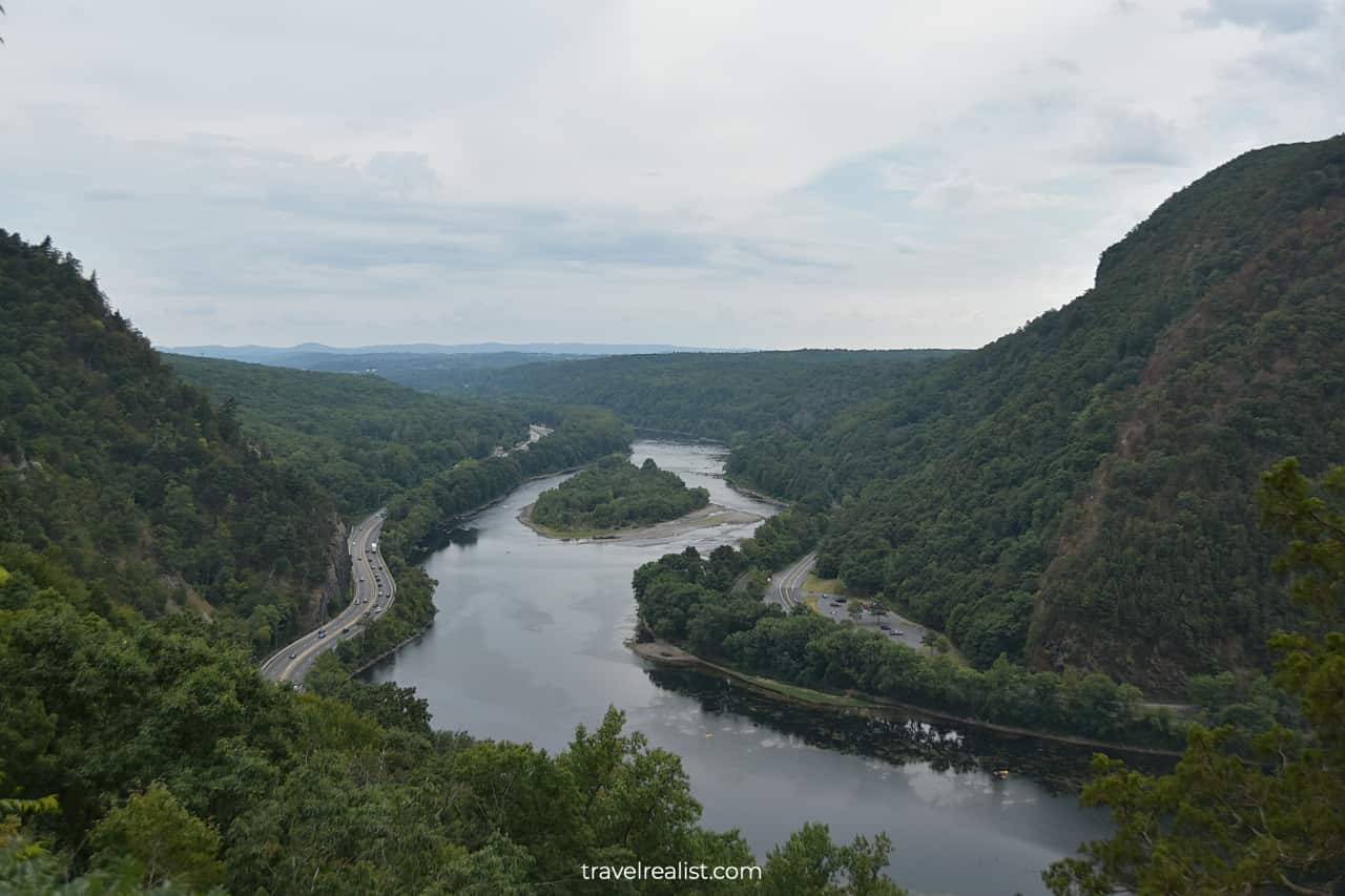 Delaware River and Arrow Island in Delaware Water Gap National Recreation Area, the second best place to visit in New Jersey, US