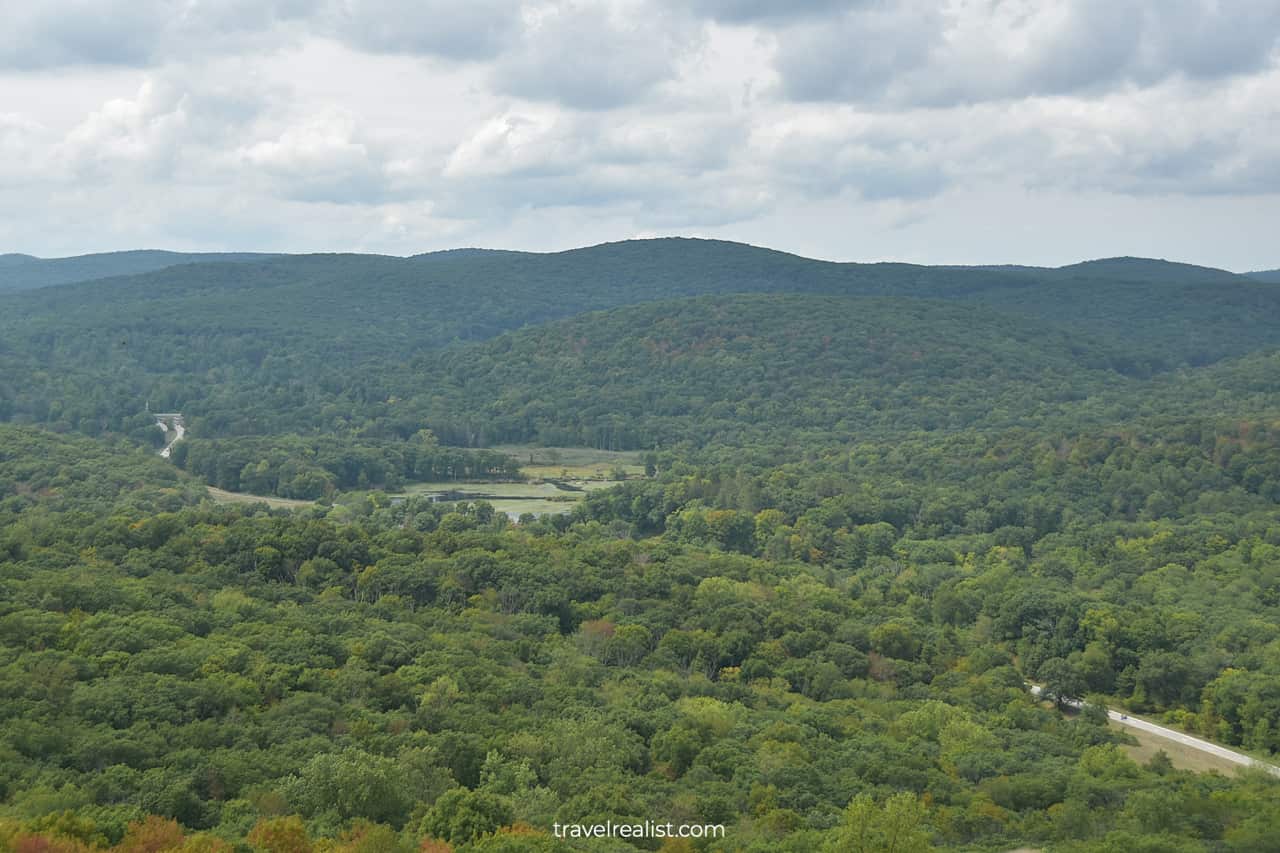 Mountain ridges surrounding Bear Mountain State Park in New York, US