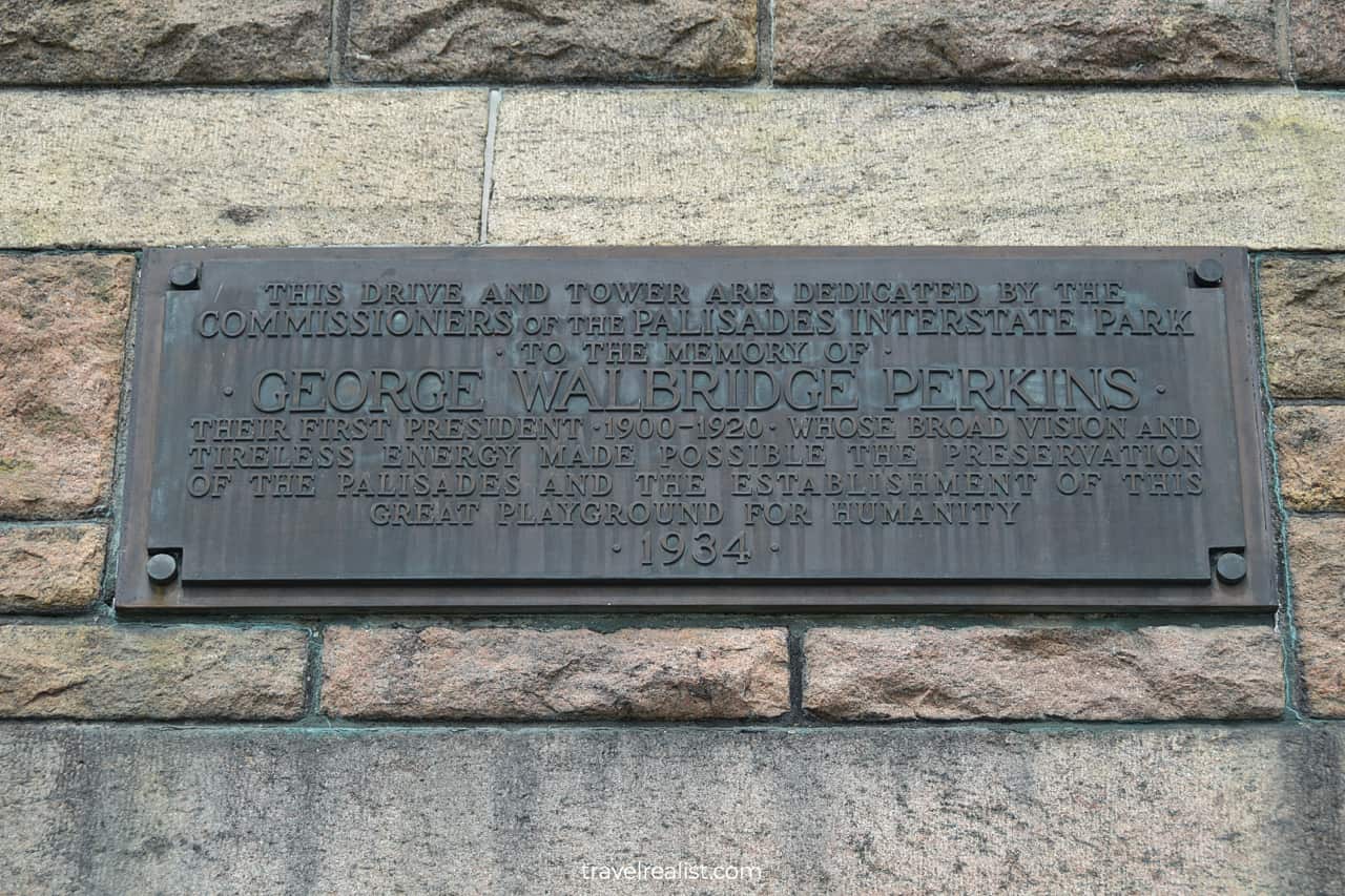 Memorial plaque in Bear Mountain State Park, New York, US
